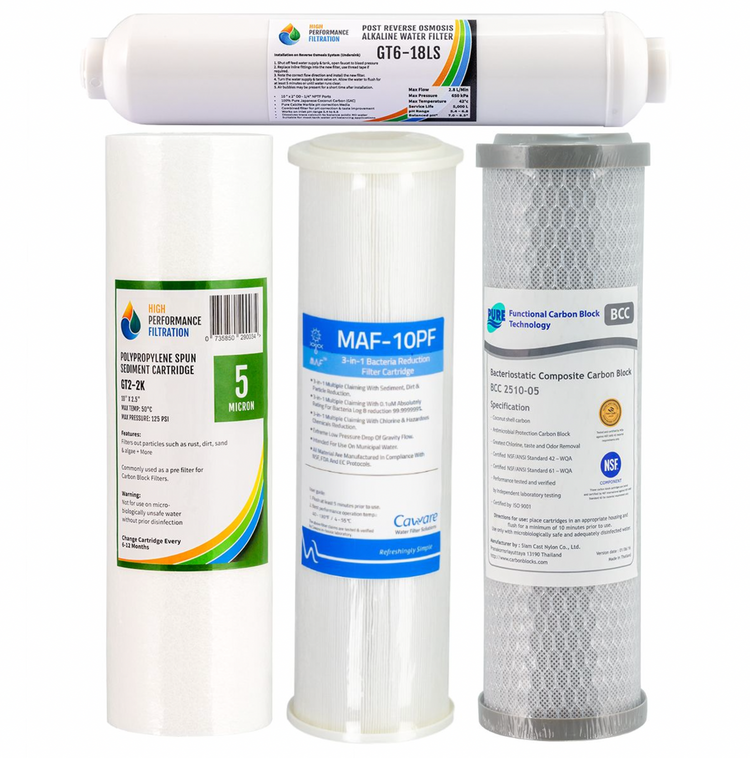 Replacement Filter Pack For Triple Ph Neutral + 0.1 Micron Ultra Fine Cyst Parasite + Bacteria Reduction Undersink Water Filter